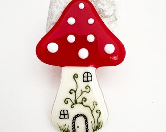 Fused Glass Fairy Toadstool Hanging