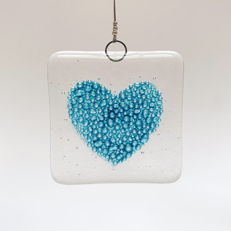 Fused Glass Suncatcher Bubbly Heart image 5