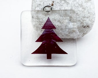 Fused Glass Suncatcher - Copper Xmas Tree