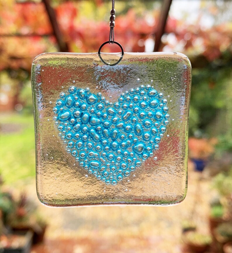 Fused Glass Suncatcher Bubbly Heart image 4