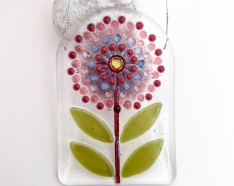 Fused Glass Retro Pinks Allium Suncatcher