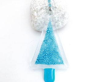 Turquoise Bubbly Fused Glass Christmas Tree Decorations