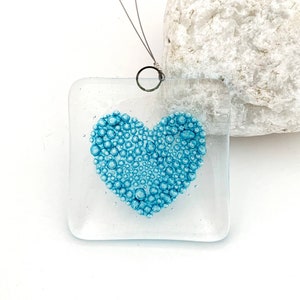 Fused Glass Suncatcher Bubbly Heart image 1