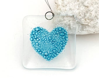 Fused Glass Suncatcher - Bubbly Heart