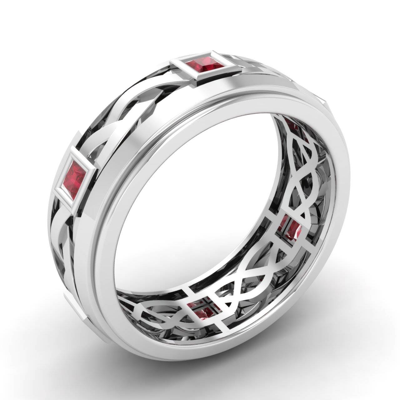 mens white gold and ruby wedding band