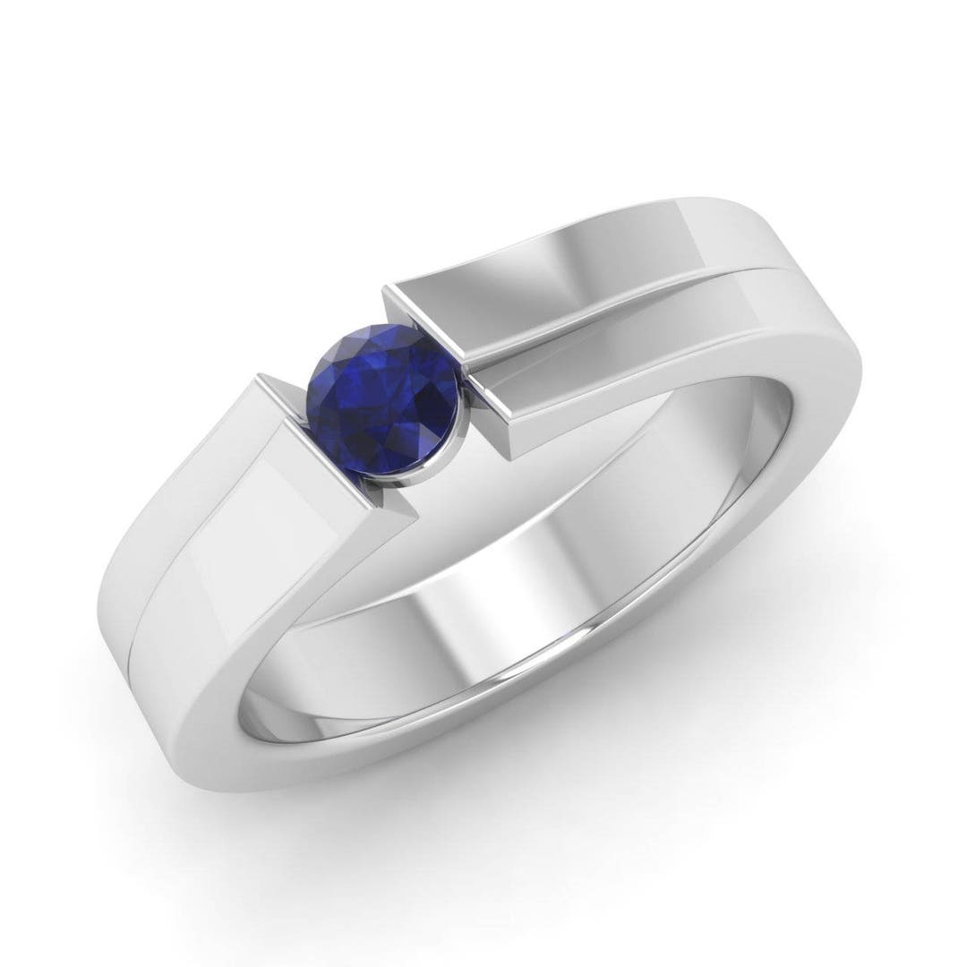 Blue Sapphire Mens Ring Natural Blue Sapphire Engagement - Etsy