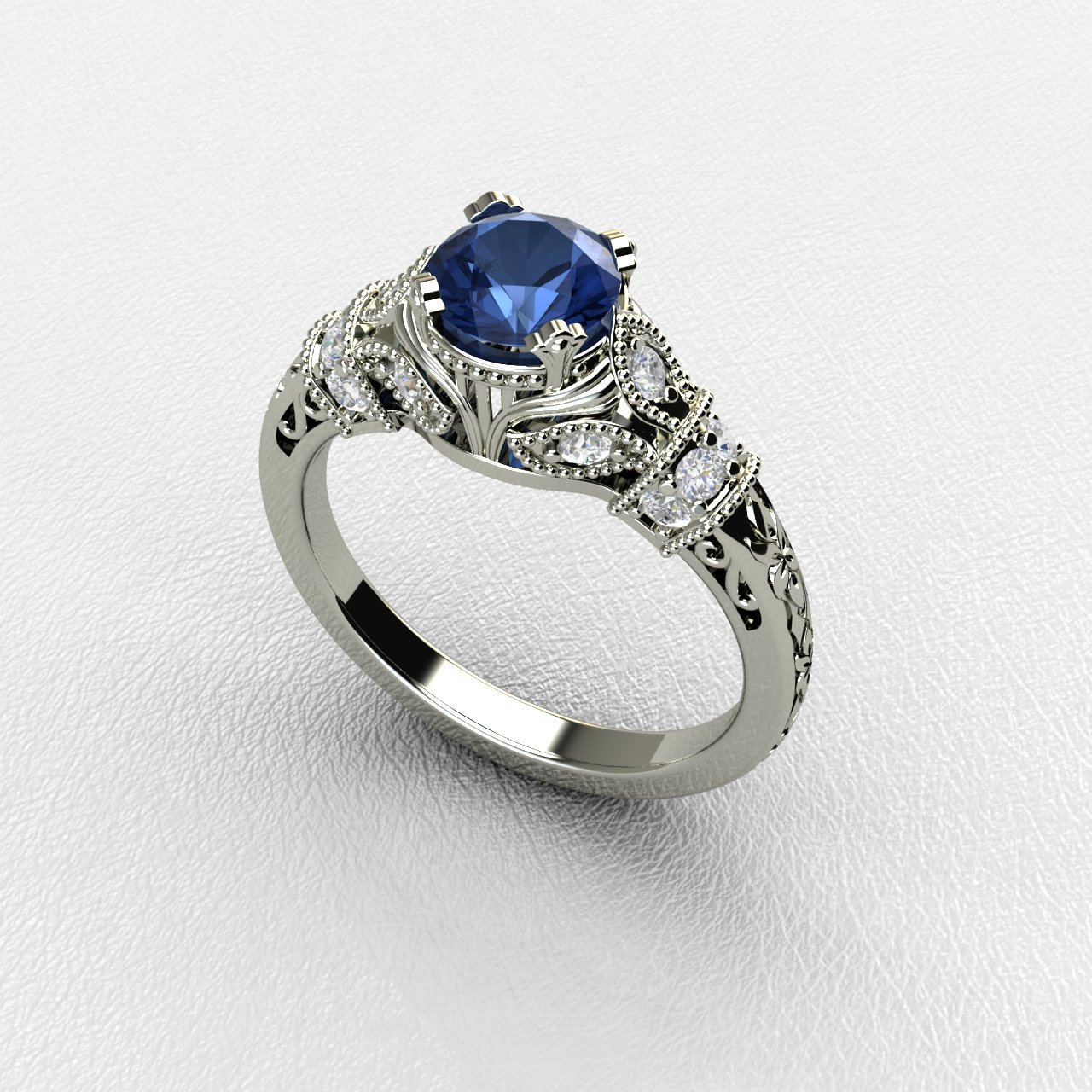 Antique Blue Sapphire Ring Natural ...