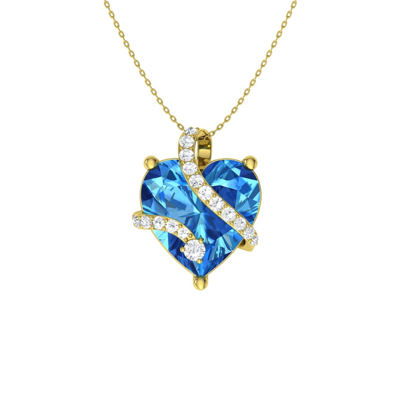 Heart Cut Blue Topaz and Diamond Wrap 