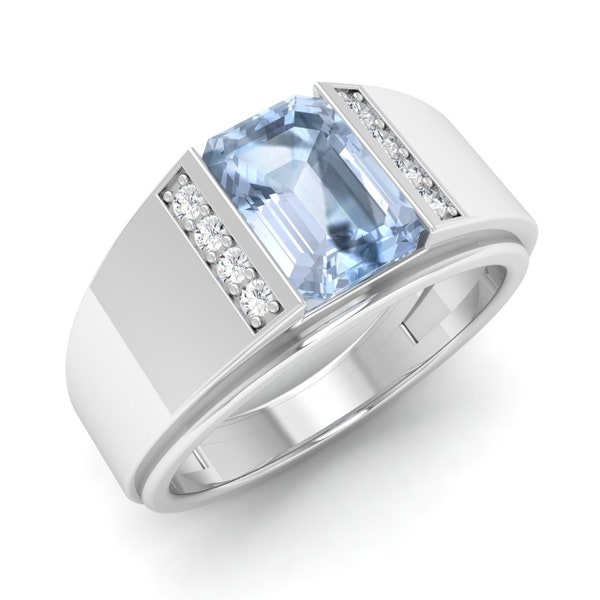 Mens Aquamarine Ring Etsy