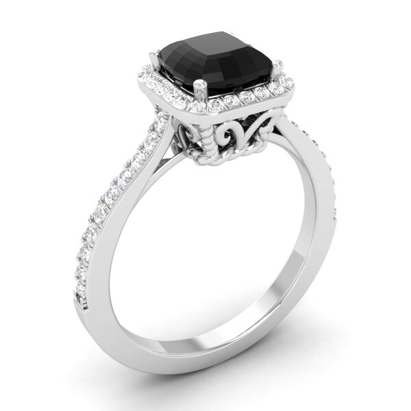 Black Diamond Engagement Ring Etsy