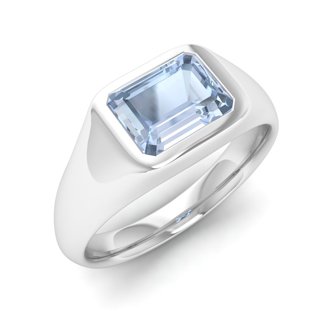 Aquamarine Ring Aquamarine Ring Mens Aquamarine Ring Gold Etsy