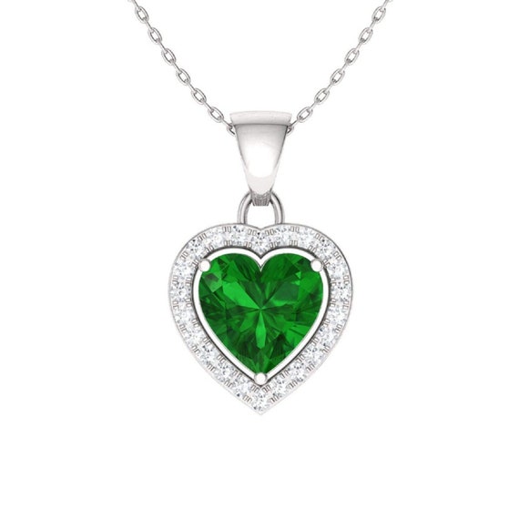 Diamond Necklace Emerald Heart 