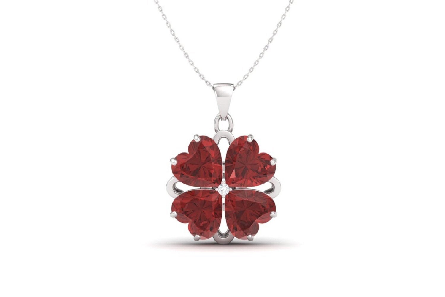 Diamond Flower Necklace 14k White Gold 