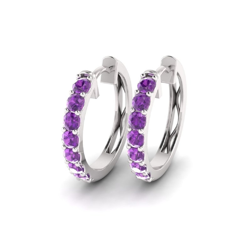 Amethyst Earrings Amethyst Hoop Earrings Hoop Amethyst Etsy