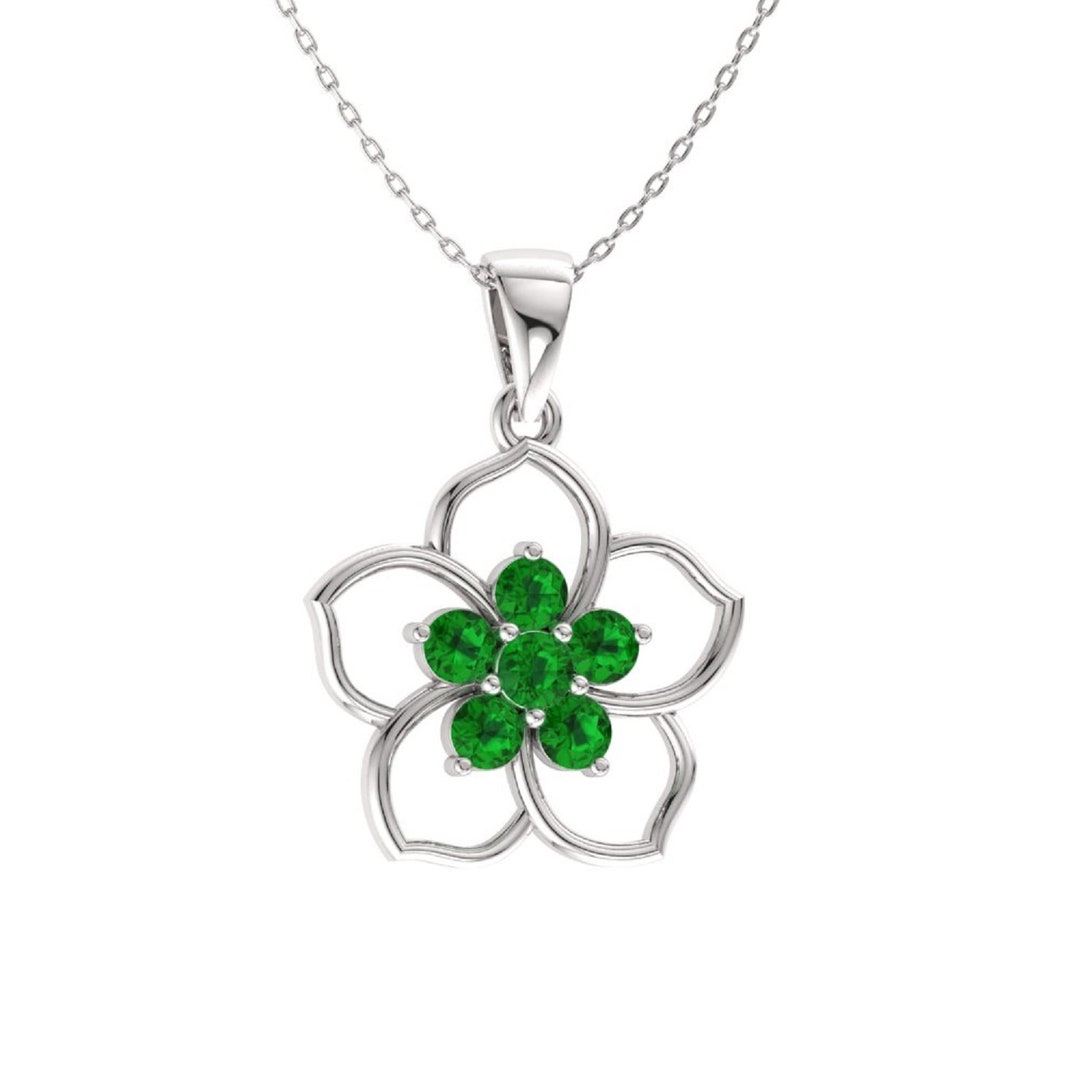 Floral Emerald Necklace Flower Emerald Pendant Natural - Etsy