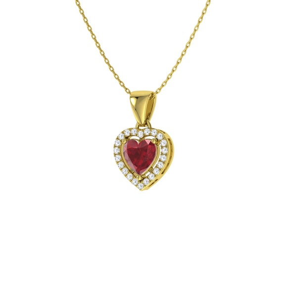 Collar de rubí y diamantes en forma de corazón / Collar de | Etsy México