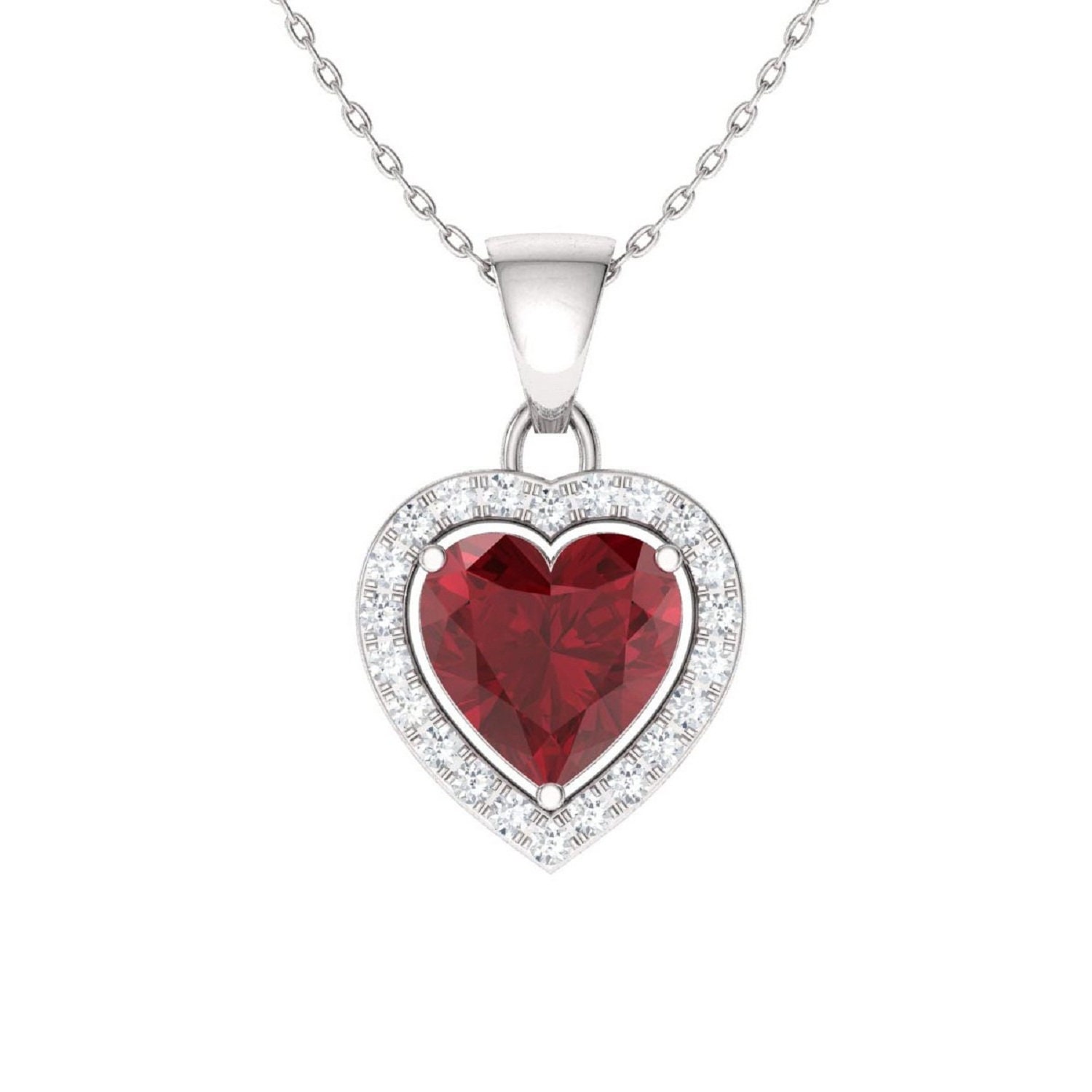 Red Heart Diamond Necklace