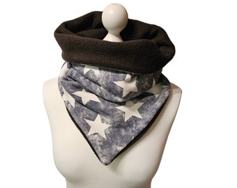 Slip-on scarf for adults scarf alpine fleece jeans stars anthracite