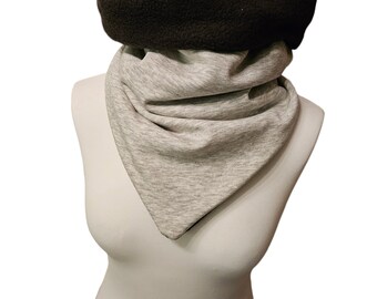 Slip-on scarf for adults scarf alpine fleece gray plain anthracite