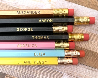 Hamiltones Colored Pencils//Pages Gift Set 12 Broadway Musical Themed Pencils and Pack of 4 Coloring Pages