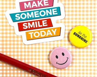 MAKE SOMEONE SMILE vinyl sticker | decal waterproof matte water bottle laptop phone notebook planner teen tween kindness positivity be kind