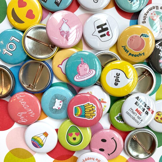KIDS BUTTON MIX Bulk Quantity Pin Badge Flair 1 Inch Tweens Prizes