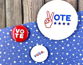 PEACE SIGN VOTE 2.25-inch pin | large button badge gift election voting campaign candidate primary poll gotv civic engagement community