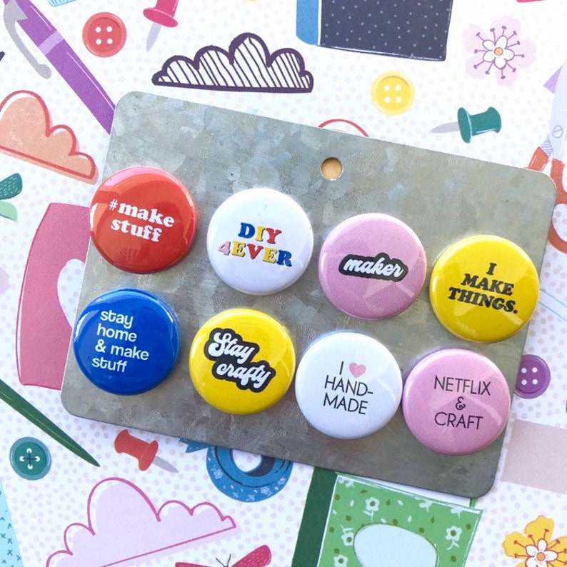 READING FLAIR BUTTONS set of 8 pin magnets little free library books kids virtual online school teacher librarian gift stocking stuffers image 3