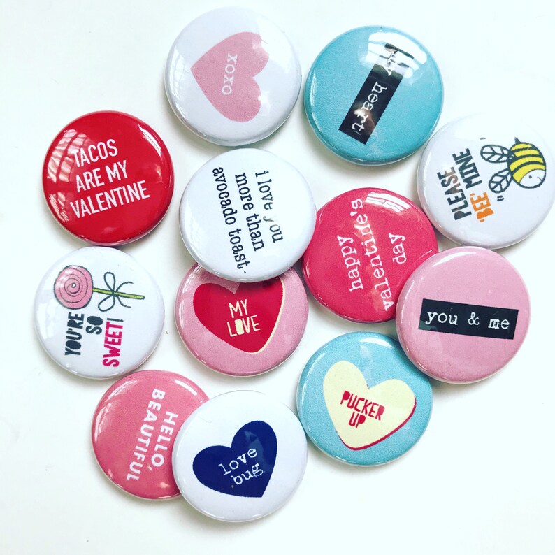 MYSTERY VALENTINE FLAIR button grab bag pin badge crafting planner scrapbooking valentine/'s day set of 12
