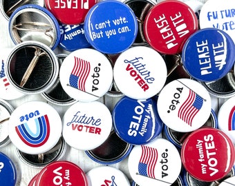 KIDS VOTING BUTTON mix | bulk quantity pin badge flair 1 inch giveaway kid u.s. election vote voter primary candidate gotv get out the vote