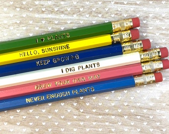 I LOVE PLANTS PENCILS set of 6 | gift stationery desk stocking stuffer party favor plant lady houseplants sunshine teacher garden gardening