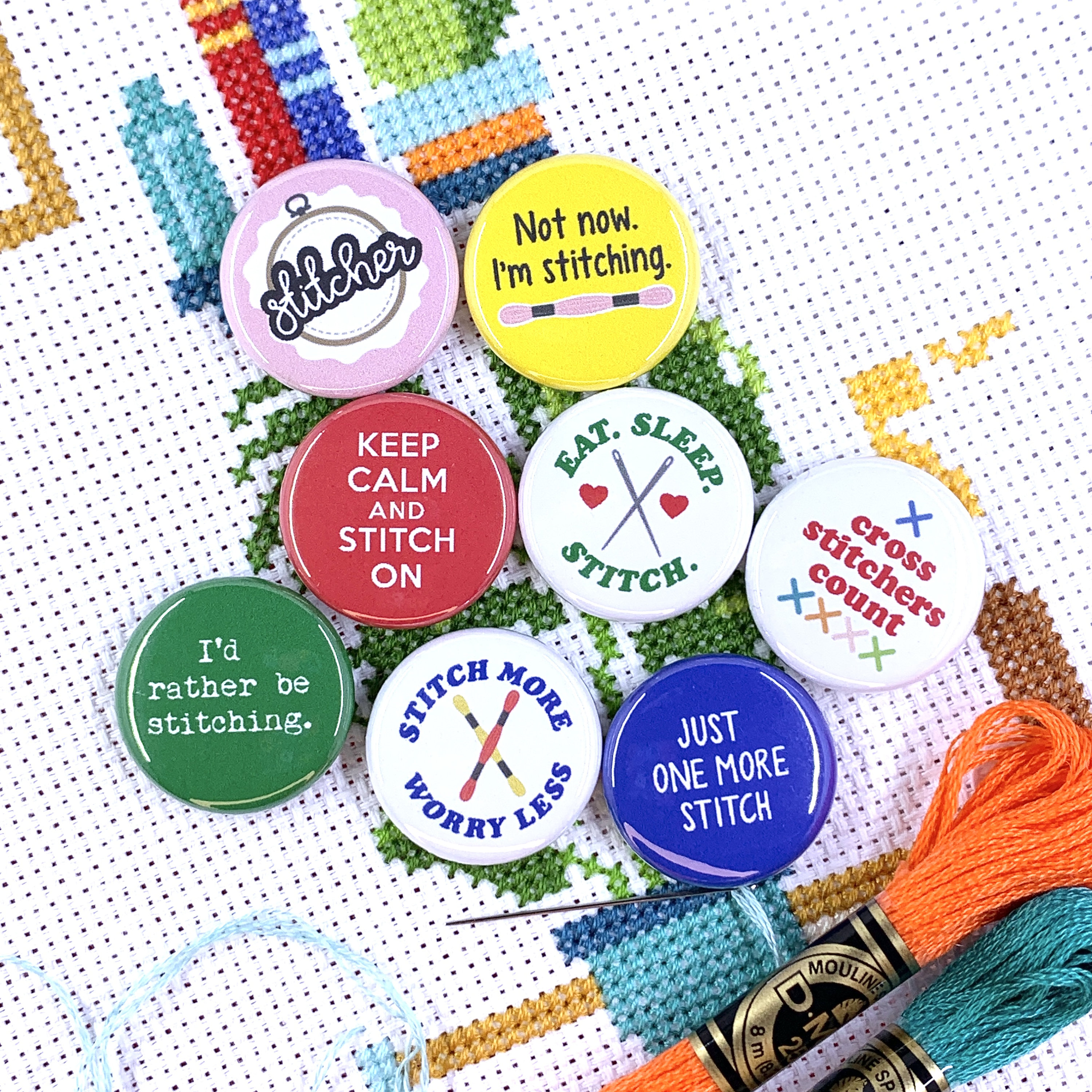 Vibrant Fun Buttons with Sayings