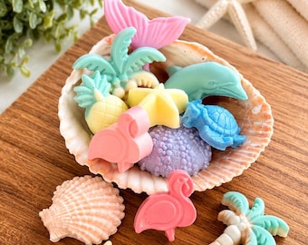 Tiny Tides Mini Soap Gift Set | Florida Inspired Handmade Soap | Beach Soap Favors | Coastal Gift | Flamingo Palm Tree Seashell Soap