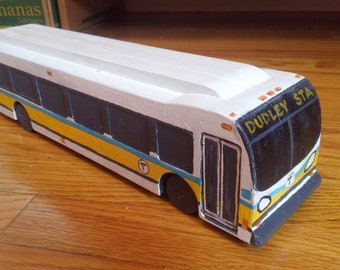 Custom Wooden MBTA Flyer Bus Toy
