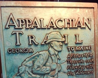 Appalachian Trail Springer Mountain Replica "Bronze" Plaque with Faux Finish, Hand-Carved