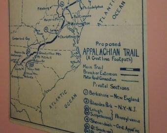 Appalachian Trail, original conceptual sketch by Benton MacKaye, 18" x 24" poster