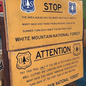 Mt Washington White Mountains Warning Sign Worst Weather in America image 6