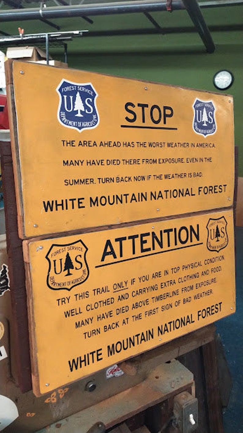 Mt Washington White Mountains Warning Sign Worst Weather in America image 6