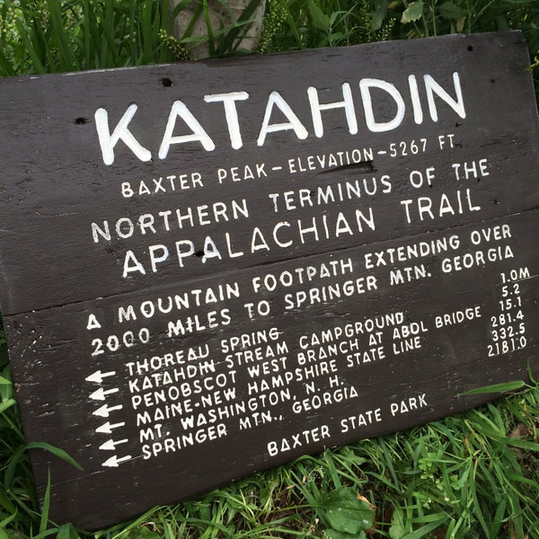 Katahdin summit scale replica sign. Hand carved and painted.