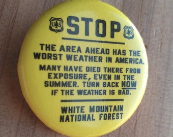 Worst Weather in America - Mt Washington - 1.25" round pin back button