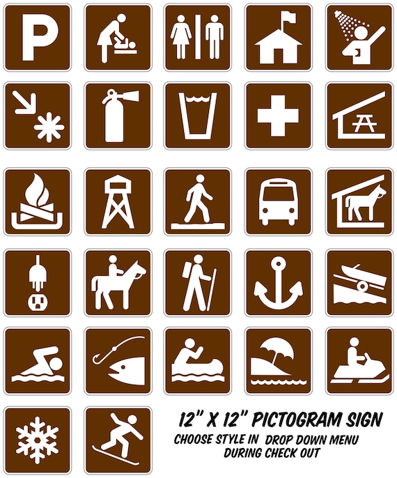 Pictogram Icon Aluminum Trail Road Sign - 12