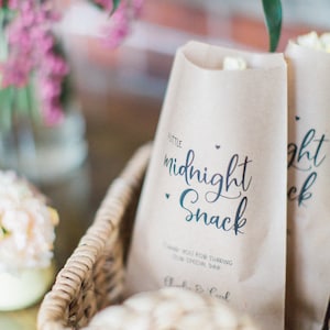 Wedding Midnight Snack, Candy Bags - Personalized Wedding Favour Paper Bags - Personalized Candy Bags