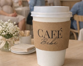Cafe Bebe, Coffee Theme Baby Shower Coffee Cups, Summer Baby Shower, Custom Party Cups for Sip & See, Baby is Brewing Theme