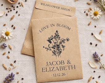 Personalized Wildflower Seed Packets, DIY Seed Envelopes, Love in Bloom, Rustic Wedding Favors, Empty Seed Packets, Eco-friendly favors