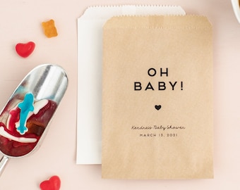 Oh Baby Shower Favor Bags, Custom Treat Bags