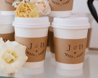 Custom Wedding Coffee Cup Sleeves | Personalized Coffee Cups for Coffee Bar | Paper Coffee Cup Sleeves | Wedding Monogram Cup | SLEEVES ONLY