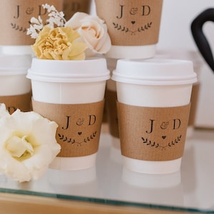 Custom Wedding Coffee Cup Sleeves | Personalized Coffee Cups for Coffee Bar | Paper Coffee Cup Sleeves | Wedding Monogram Cup | SLEEVES ONLY
