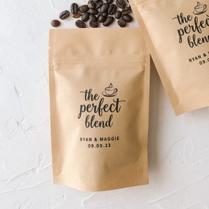 100 Coffee Bags for Wedding Favors, Coffee Favors, Personalized Coffee Favour Pouch, Bridal Shower Favour, The Perfect Blend, POUCH ONLY