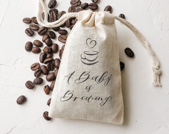 Personalized Baby Shower Coffee Favor Bags, A Baby is Brewing, Coffee Favors for Guests, Tea Favors for Baby Shower, Neutral Baby Shower