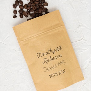 Personalized Coffee Favor for Wedding, Bridal Shower Favor, The Perfect Blend, Coffee Favor Bags, Coffee Bean Wedding Favors - POUCHES ONLY